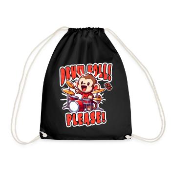 Drum Roll Please: Funny Monkey on the Drums - Drawstring Bag - black - Front