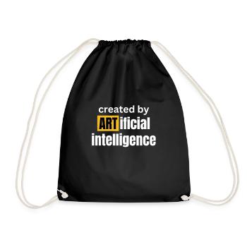 Created by ARTificial Intelligence: Witzig Tech - Turnbeutel - Schwarz - Vorne