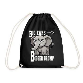 Big Ears Bigger Grump: Fun elephant design - Drawstring Bag - black - Front