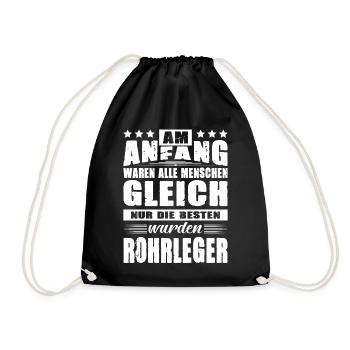 Am Anfang Waren Alle Menschen Gleich Rohrleger - Turnbeutel - Schwarz - Vorne