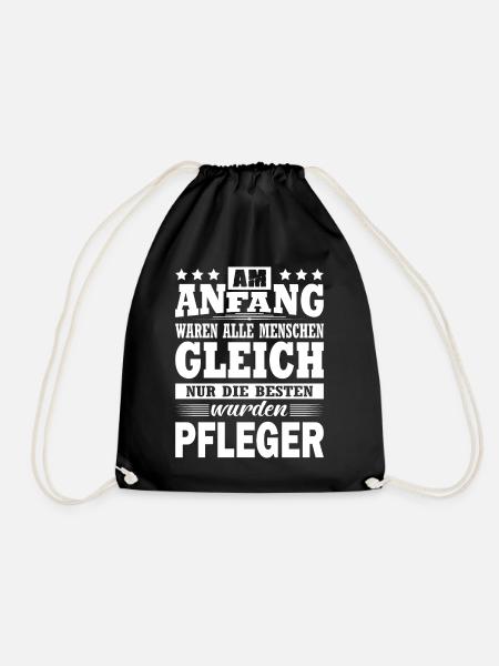 Am Anfang Waren Alle Menschen Gleich Pfleger - Turnbeutel - Schwarz