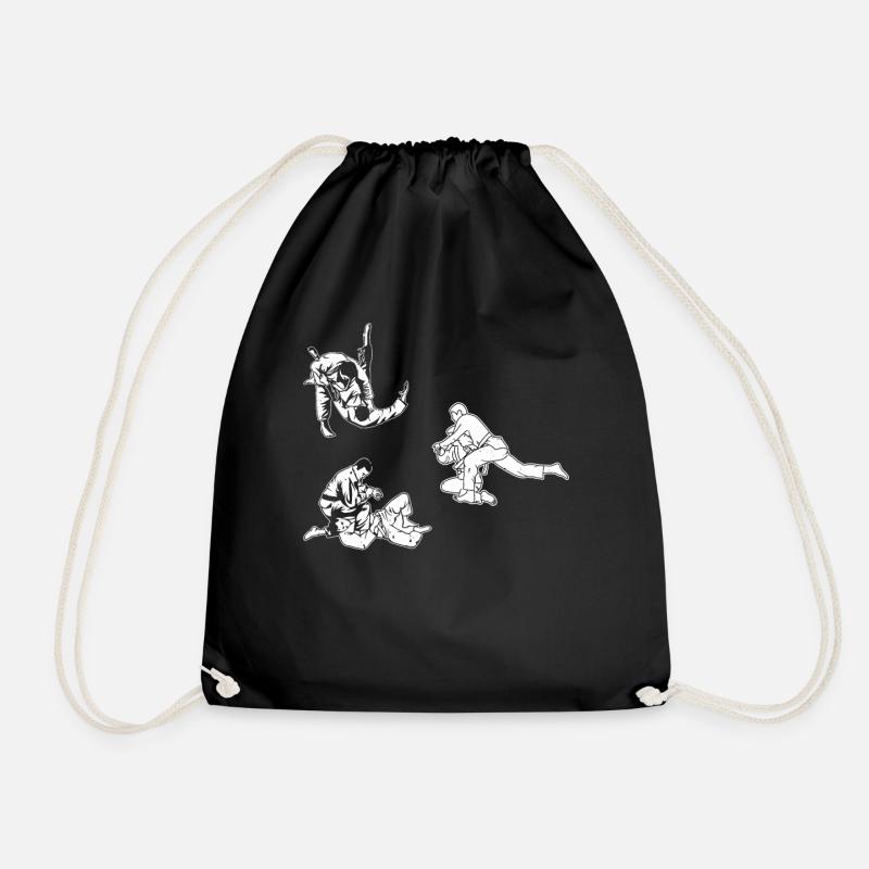 Judo fighter Judo Silhouette Judo - Drawstring Bag - black