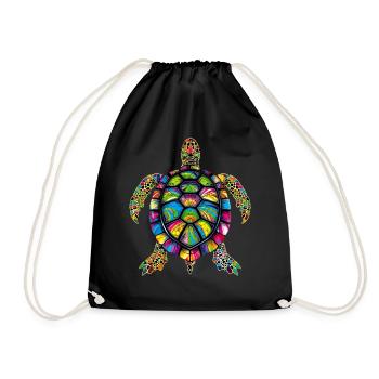 Turtle Colorful Popart Reptile Cute Turtles - Drawstring Bag - black - Front