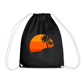Sunset Palm Trees Retro Tropical Vibes - Drawstring Bag - black - Front
