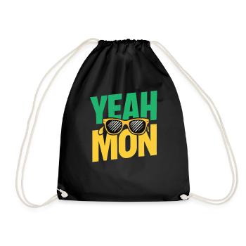 yes Mon Jamaican Jamaica Vacation Reggae Retro - Drawstring Bag - black - Front