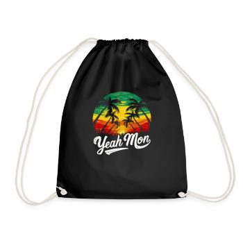 Yeah Mon Jamaican Vintage Jamaica Reggae Vacation - Drawstring Bag - black - Front