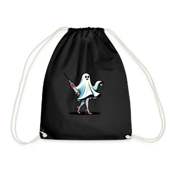 Funny Nurse Ghost Hunt Haunted House - Drawstring Bag - black - Front