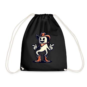Funny Cowboy Ghost Halloween Costume - Drawstring Bag - black - Front
