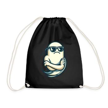 Cool Ghost Vintage Art Style Funny Halloween - Drawstring Bag - black - Front