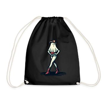 Drôle Halloween Fille Fantôme Bottes Chapeau De Cowboy - Sac de sport léger - noir - Devant