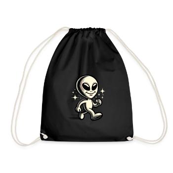 Retro Vintage Alien Halloween Costume Decoration - Drawstring Bag - black - Front