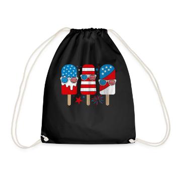 Eis am Stiel USA 4. Juli Patriotischer Amerikaner - Turnbeutel - Schwarz - Vorne