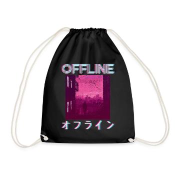 Retro 80s Vaporwave Aesthetic Offline - Drawstring Bag - black - Front