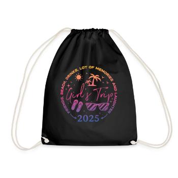 Friends Beach Laughing Girls Trip 2025 - Drawstring Bag - black - Front