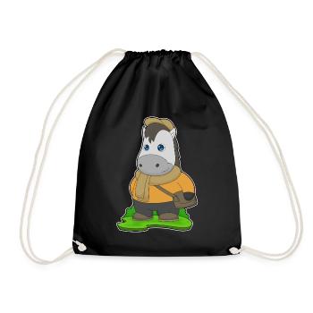 Pferd Handtasche - Turnbeutel - Schwarz - Vorne