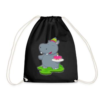Gâteau d’anniversaire hippopotame - Sac de sport léger - noir - Devant