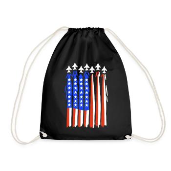 Amerikanische Flagge Kampfjet - Turnbeutel - Schwarz - Vorne