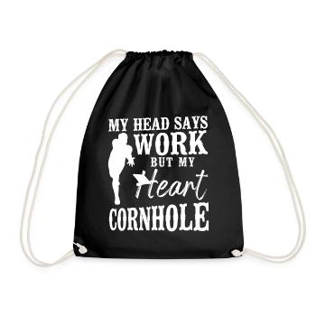 Cornhole Team Bean Bag Player - Drawstring Bag - black - Front