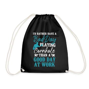 Cornhole Team Bean Bag Player - Drawstring Bag - black - Front