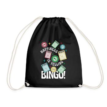 Happiness Is Yelling Bingo Caller Daubers - Drawstring Bag - black - Front