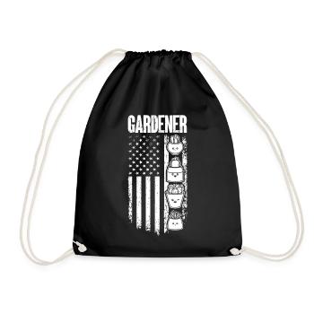 Gardener US Flag Landscaper Hobby Gardener - Turnbeutel - Schwarz - Vorne