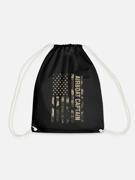 airboat american flag - Turnbeutel - Schwarz