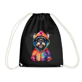 Zwergschnauzer Hoodie Hund Lustig Tier Print - Turnbeutel - Schwarz - Vorne
