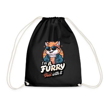 Furry Fandom - Ich Bin Ein Furry Deal Damit - Turnbeutel - Schwarz - Vorne
