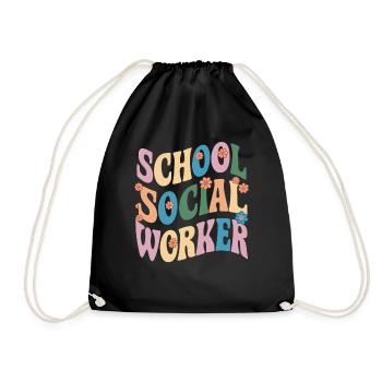 Schulsozialarbeiter Blumen Design - Turnbeutel - Schwarz - Vorne