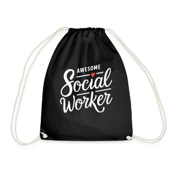 Awesome Social Worker Social Work Heart - Drawstring Bag - black - Front