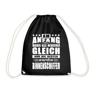 Am Anfang Waren Alle Gleich Binnenschiffer - Turnbeutel - Schwarz - Vorne