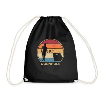 Retro Sitzsack Spielbretter Professionelles Cornhole - Turnbeutel - Schwarz - Vorne