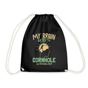 My Brain is 95% Cornhole Boards Bean Bag Game - Drawstring Bag - black - Front