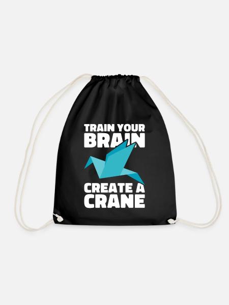 Origami Master Paper Folding Paper Crane Japan - Drawstring Bag - black