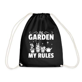 Funny Gardening Landscaping - My Garden my rules - Drawstring Bag - black - Front