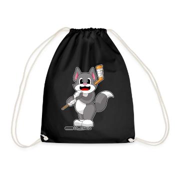 Katze Eishockey Eishockeyschläger - Turnbeutel - Schwarz - Vorne