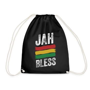 Jah Bless Rasta Flag Reggae Roots Jamaika - Turnbeutel - Schwarz - Vorne