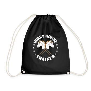 Hobby Horse Riding Trainer Funny Hobby Horsing - Drawstring Bag - black - Front