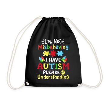 Autismus Bewusstsein Autistisch - Turnbeutel - Schwarz - Vorne