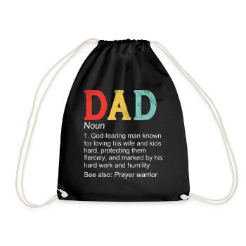 God Fearing Dad Funny Definition Father Husband - Drawstring Bag - black - Front