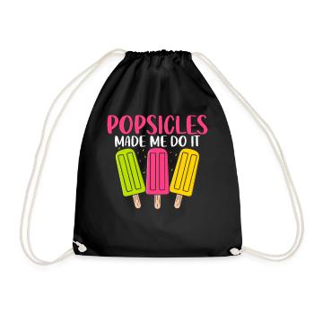 Funny Popsicle Summer Snacks Ice Pop Lolly Frozen - Drawstring Bag - black - Front