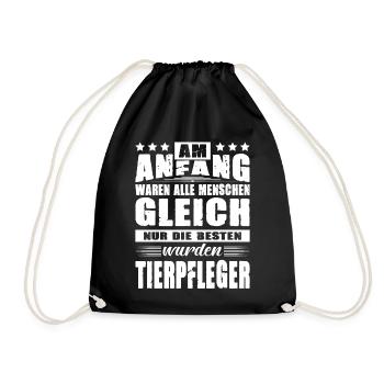 Am Anfang Waren Alle Menschen Gleich Tierpfleger - Turnbeutel - Schwarz - Vorne