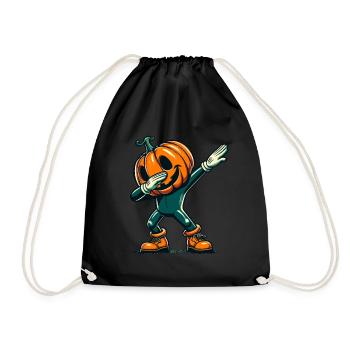 Dabbing Halloween Pumpkin Funny Dabbing Pumpkin - Drawstring Bag - black - Front