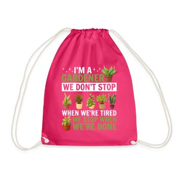 Landscaper Gardener Funny Gardening - Drawstring Bag - fuchsia - Front