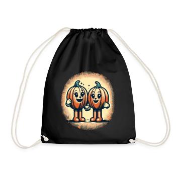 Cute Pumpkin Twins Halloween Costume Decoration - Drawstring Bag - black - Front