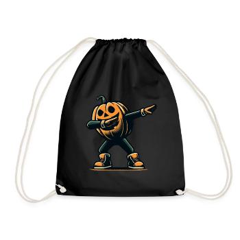 Dabbing Halloween Pumpkin Funny Dabbing Pumpkin - Drawstring Bag - black - Front
