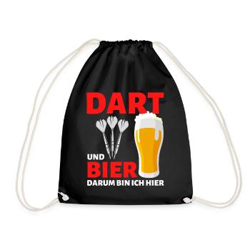 Dart Und Bier Darum Bin Ich Hier – Lustiger Dart - Turnbeutel - Schwarz - Vorne