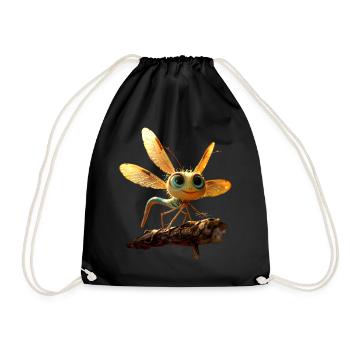Libelle Dragonfly Bunte Flügel Süße Libellen - Turnbeutel - Schwarz - Vorne
