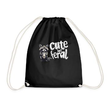 Cute but feral Kaffee Trinker Waschbär Cartoon - Turnbeutel - Schwarz - Vorne
