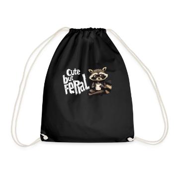 Mignon mais sauvage raton laveur connaisseur de café dessin animé - Sac de sport léger - noir - Devant